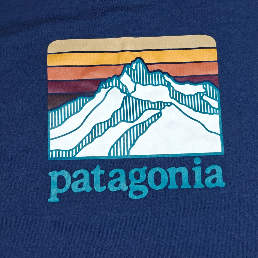 Patagonia Responsibili-Tee Shirt Mens XXL Blue Fitz Roy Mountain Pocket Graphic